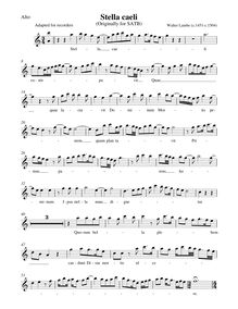 Partition Alto enregistrement , Stella caeli, Eton Choirbook, B♭ major