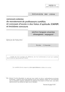 Traduction 2006 CAPES de langues vivantes (Espagnol) CAPES (Externe)