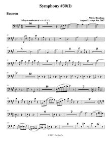 Partition basson, Symphony No.30, A major, Rondeau, Michel