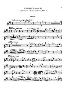 Partition hautbois 1, 2, Variations on a Rococo Theme, Вариации на тему рококо