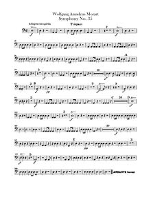Partition timbales, Symphony No.35, Haffner Symphony, D major, Mozart, Wolfgang Amadeus