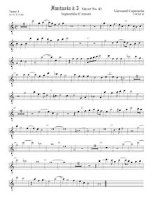 Partition ténor viole de gambe 1, octave aigu clef, Fantasia pour 5 violes de gambe, RC 64