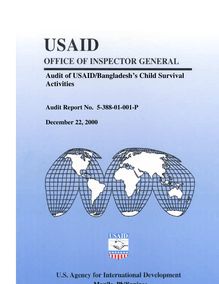Audit of USAID Bangladeshs Child SurvivalActivitiesAudit Report No. -001-PDecember 22, 20005-388-01