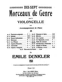 Partition de piano, Valse de Concert, Op.23, D Major, Dunkler, Emile