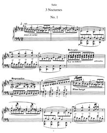 Partition complète, 3 nocturnes, Satie, Erik