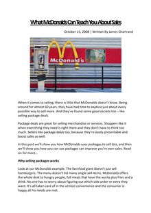 What McDonalds Can Teach You About Sales