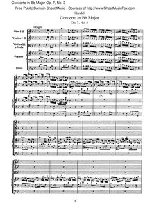 Partition Concerto No.3 en B♭ major, HWV 308, 12 orgue Concertos, Op.4 & Op.7