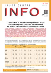 La population et les activités exposées au risque  d'inondation par la Loire dans  les communes de plus de 10 000 habitants de la région Centre