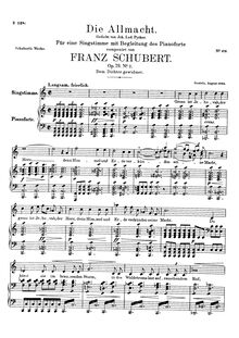 Partition complète, Original key, Die Allmacht, D.852 (Op.79 No.2) par Franz Schubert