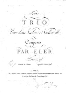 Partition violon 1, Three Trios pour 2 violons et violoncelle, D, A and D Minor