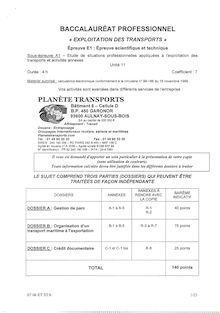 Bacpro transports epreuve technique et scientifique 2007