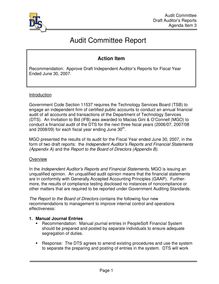 Audit Committee Agenda Item 3 - February 29, 2008