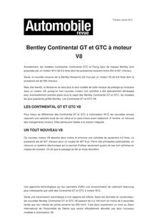 Bentley Continental GT et GTC à moteur V8