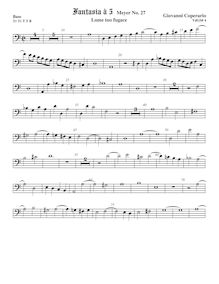 Partition viole de basse, Fantasia pour 5 violes de gambe, RC 27