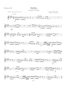 Partition clarinette (B♭), Suliko, სულიკო, Tsereteli, Varenka