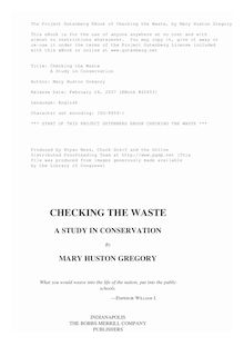 Checking the Waste - A Study in Conservation