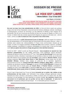 "La Voix est Libre" - Programme 2017