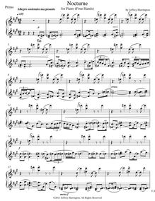 Partition Primo , partie, Nocturne pour Piano Four mains, Harrington, Jeffrey Michael