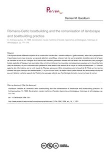 Romano-Celtic boatbuilding and the romanisation of landscape and boatbuilding practice - article ; n°1 ; vol.14, pg 171-176