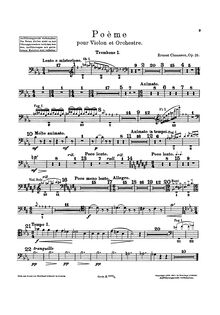Partition Trombone 1, Poème, Op.25, Chausson, Ernest