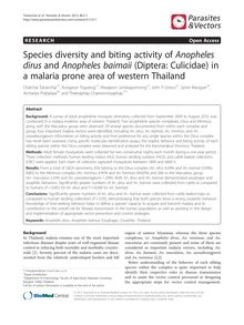Species diversity and biting activity of Anopheles dirus and Anopheles baimaii (Diptera: Culicidae) in a malaria prone area of western Thailand