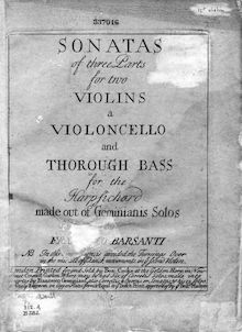 Partition violon 1, 12 violon sonates, Op.1, see below, Geminiani, Francesco