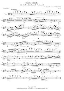 Partition , Adagio - partition de viole de gambe, 6 Stücke, Hermann, Friedrich par Friedrich Hermann