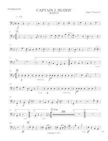 Partition Trombone 3 (basse Trombone), Captain J. Huddy March, B♭ major