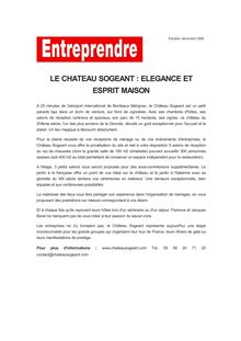 LE CHATEAU SOGEANT : ELEGANCE ET ESPRIT MAISON