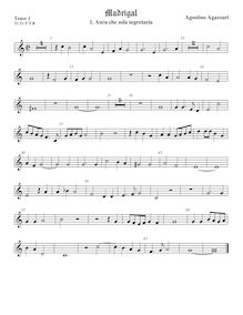 Partition ténor viole de gambe 1, aigu clef, Madrigali a 5 voci, Libro 1 par Agostino Agazzari