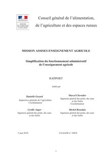 Missions Assises enseignement agricole - Simplification du fonctionnement administratif de l enseignement agricole