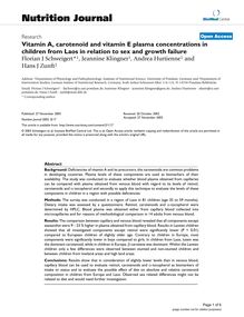 Vitamin A, carotenoid and vitamin E plasma concentrations in children from Laos in relation to sex and growth failure