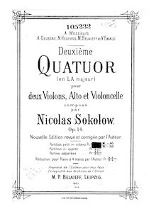 Partition complète, corde quatuor No.2, A major, Sokolov, Nikolay