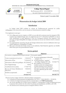 budget initial 2009