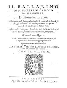 Partition Complete Book, Il Ballarino, Caroso, Fabritio
