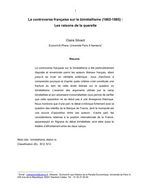 La controverse française sur le bimétallisme (1865-1885) : Les ...
