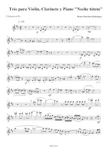 Partition clarinette , partie (en B♭), Noche tótem, Trio for piano, violin & clarinet