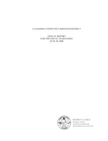 Annual Audit Report Cazadero Community Services District 2008