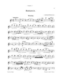 Partition de violon, Romance pour violon et orchestre, Op.5