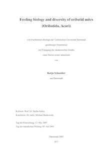 Feeding biology and diversity of oribatid mites (Oribatida, Acari) [Elektronische Ressource] / von Katja Schneider
