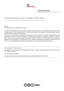 L industrialisation et ses mobilités (1836-1936) - article ; n°5 ; vol.39, pg 1009-1019