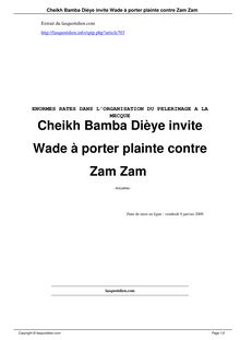 Cheikh Bamba Dièye invite Wade à porter plainte contre Zam Zam