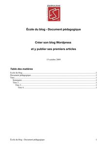 École du blog - Document pédagogique Créer son blog Wordpress et y ...