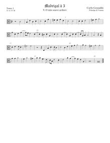 Partition ténor viole de gambe 2, alto clef, Madrigali a Cinque Voci [Libro secondo] par Carlo Gesualdo