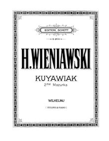 Partition de piano, Kujawiak en A minor, 2nd Mazurka, Wieniawski, Henri