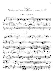 Partition clarinette 1, 2 (en A), Variationen und Fuge über ein Thema von W. A. Mozart