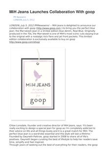 MiH Jeans Launches Collaboration With goop