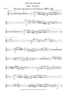 Partition flûte 1, Wachet auf, ruft uns die Stimme, Bach, Johann Sebastian