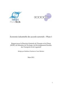 Économie industrielle des accords sectoriels. Mars 2011.