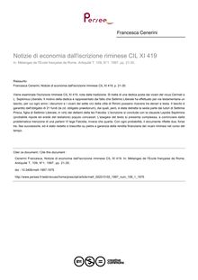 Notizie di economia dall iscrizione riminese CIL XI 419 - article ; n°1 ; vol.109, pg 21-30
